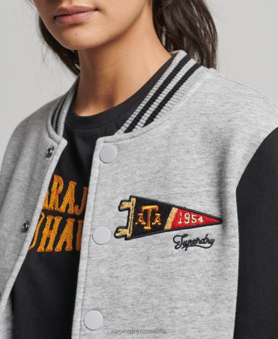 Superdry jachetă bomber din tricou de baseball de epocă îmbrăcăminte gri femei JX0Z3754