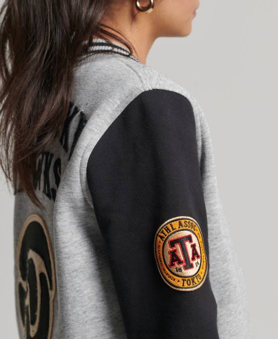 Superdry jachetă bomber din tricou de baseball de epocă îmbrăcăminte gri femei JX0Z3754