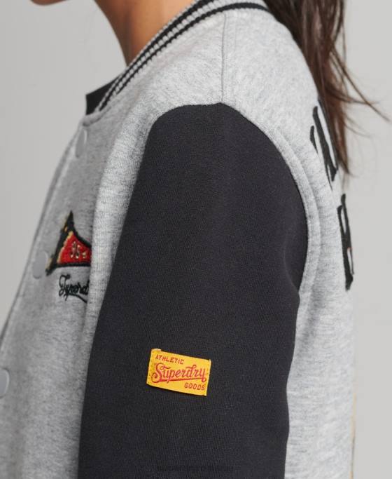 Superdry jachetă bomber din tricou de baseball de epocă îmbrăcăminte gri femei JX0Z3754