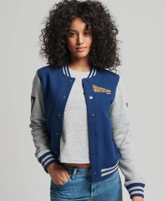 Superdry jachetă bomber din tricou de baseball de epocă îmbrăcăminte marina femei JX0Z5751