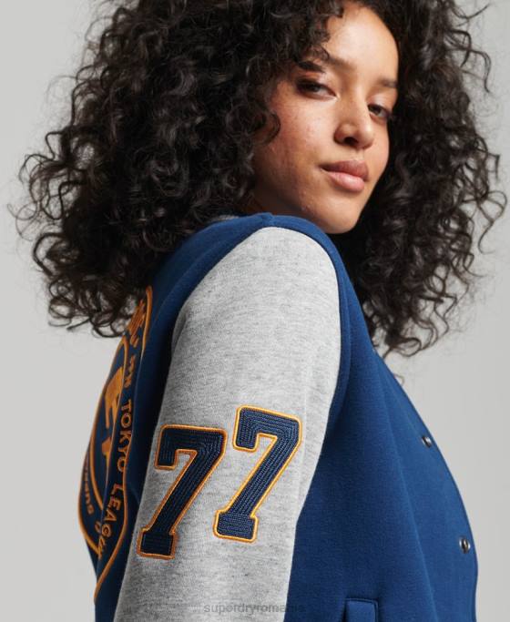 Superdry jachetă bomber din tricou de baseball de epocă îmbrăcăminte marina femei JX0Z5751