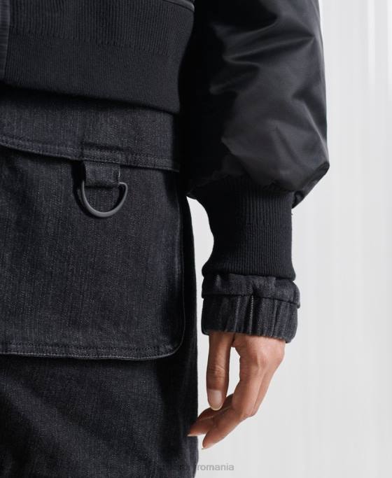 Superdry jachetă bomber dublă sdx ediție limitată îmbrăcăminte negru bărbați JX0Z5555