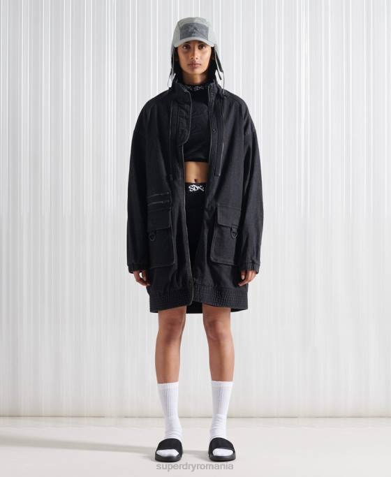 Superdry jachetă bomber dublă sdx ediție limitată îmbrăcăminte negru bărbați JX0Z5555