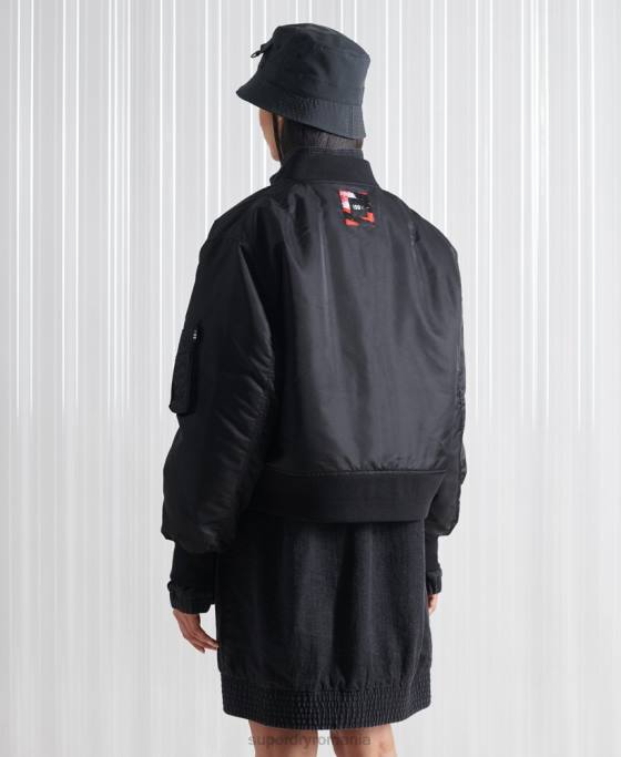 Superdry jachetă bomber dublă sdx ediție limitată îmbrăcăminte negru bărbați JX0Z5555