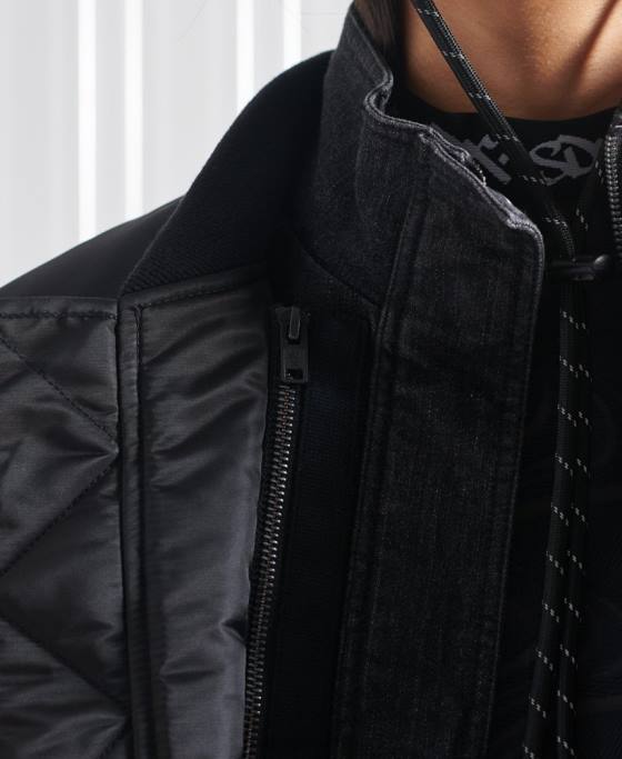 Superdry jachetă bomber dublă sdx ediție limitată îmbrăcăminte negru bărbați JX0Z5555