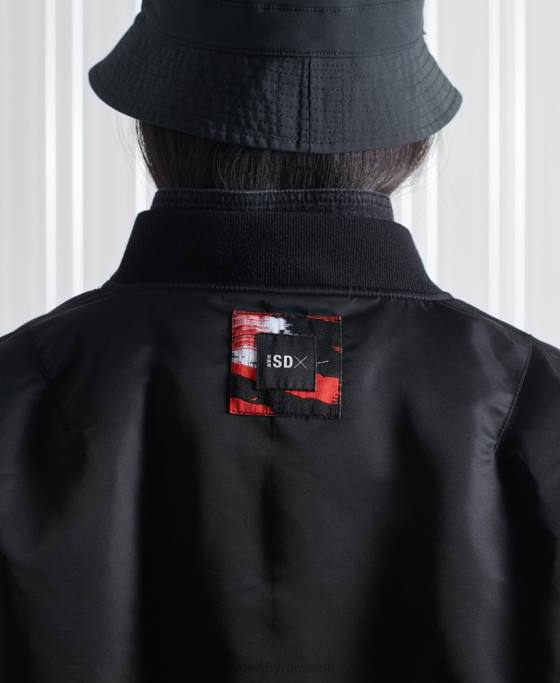 Superdry jachetă bomber dublă sdx ediție limitată îmbrăcăminte negru bărbați JX0Z5555