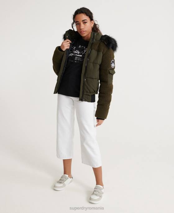 Superdry jachetă bomber ella sherpa îmbrăcăminte kaki femei JX0Z3855