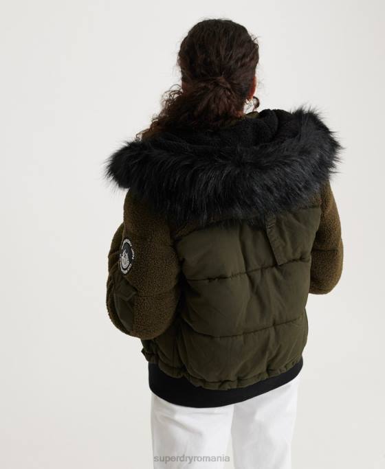 Superdry jachetă bomber ella sherpa îmbrăcăminte kaki femei JX0Z3855