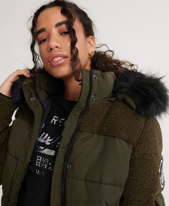 Superdry jachetă bomber ella sherpa îmbrăcăminte kaki femei JX0Z3855