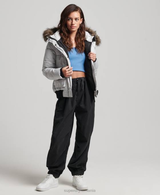 Superdry jachetă bomber everest ella îmbrăcăminte gri deschis femei JX0Z5468