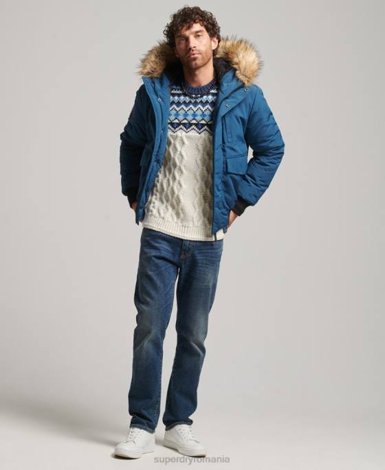 Superdry jachetă bomber everest îmbrăcăminte albastru deschis bărbați JX0Z1121