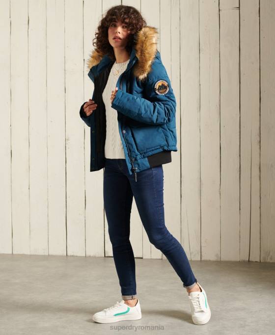 Superdry jachetă bomber everest îmbrăcăminte albastru deschis femei JX0Z5735