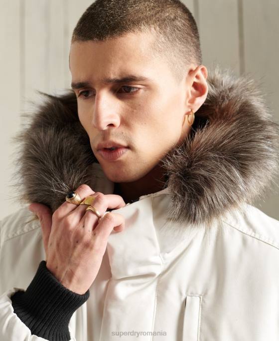 Superdry jachetă bomber everest îmbrăcăminte cremă bărbați JX0Z4567