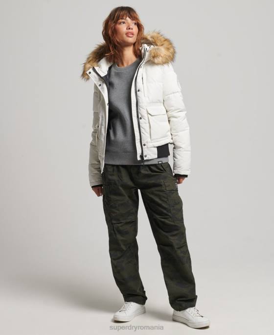 Superdry jachetă bomber everest îmbrăcăminte cremă femei JX0Z3768