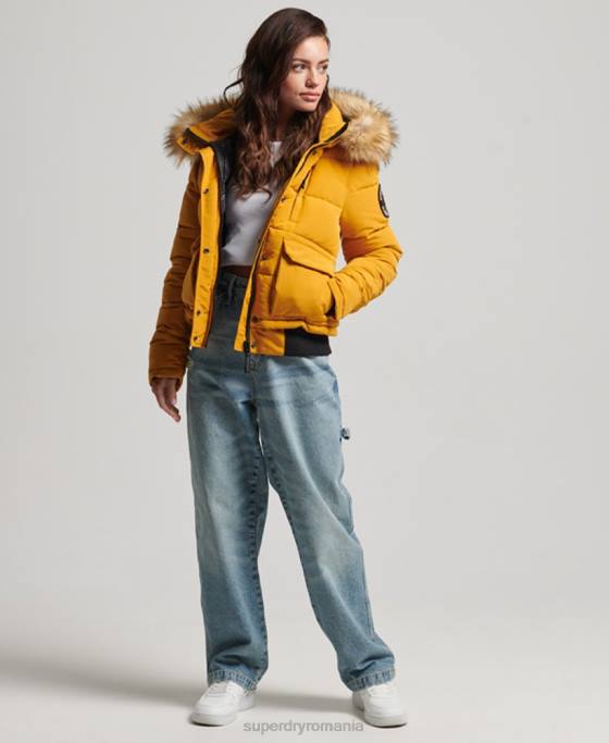 Superdry jachetă bomber everest îmbrăcăminte galben femei JX0Z3811