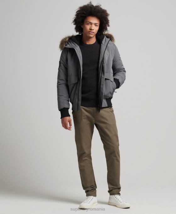 Superdry jachetă bomber everest îmbrăcăminte gri inchis bărbați JX0Z995