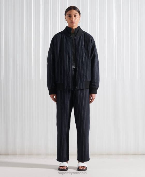 Superdry jachetă bomber sdx pinstripe ediție limitată îmbrăcăminte marina femei JX0Z5536