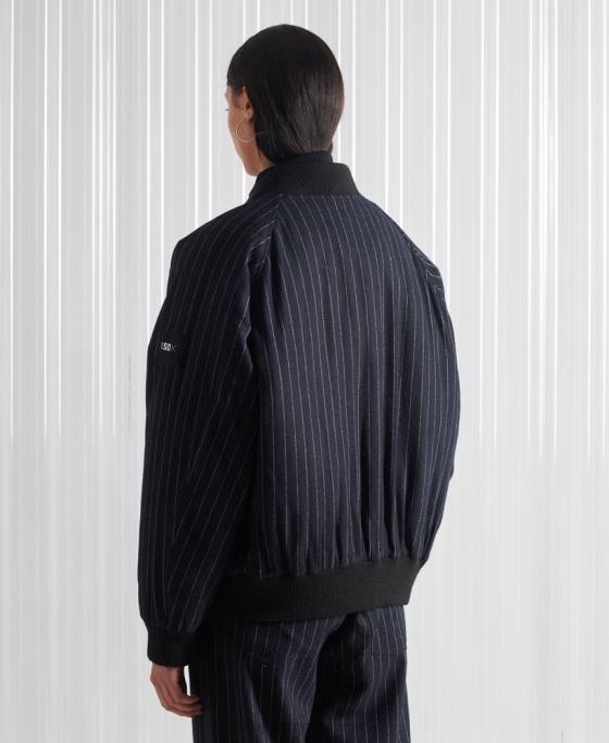 Superdry jachetă bomber sdx pinstripe ediție limitată îmbrăcăminte marina femei JX0Z5536