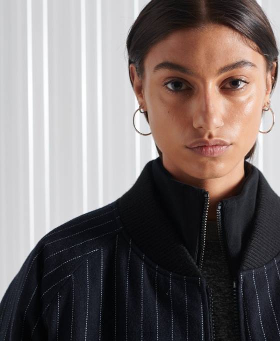 Superdry jachetă bomber sdx pinstripe ediție limitată îmbrăcăminte marina femei JX0Z5536