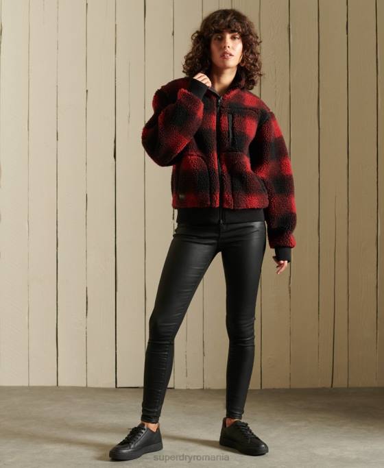 Superdry jachetă bomber sherpa îmbrăcăminte roșu femei JX0Z5484