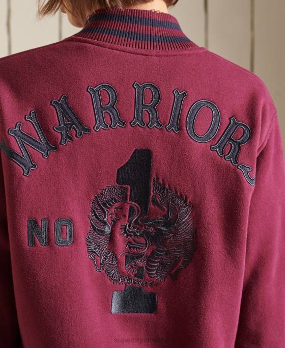 Superdry jachetă bomber supradimensionată din jerseu de colegiu îmbrăcăminte Violet femei JX0Z5922