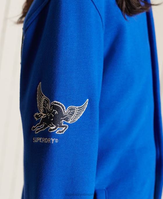 Superdry jachetă bomber supradimensionată din jerseu de colegiu îmbrăcăminte albastru femei JX0Z5895