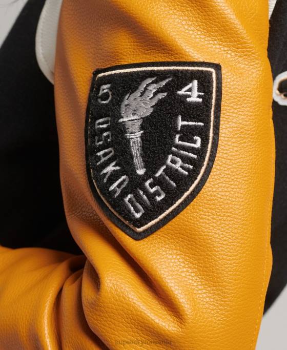 Superdry jachetă bomber varsity wool pu îmbrăcăminte negru femei JX0Z5467