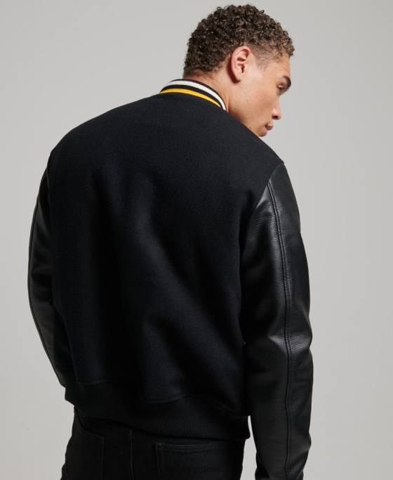 Superdry jachetă bomber vintage colegiu varsity îmbrăcăminte gri inchis bărbați JX0Z927