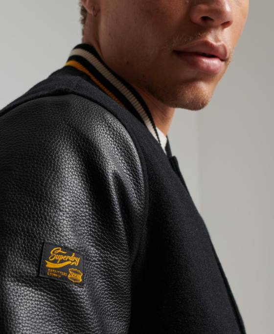 Superdry jachetă bomber vintage colegiu varsity îmbrăcăminte gri inchis bărbați JX0Z927