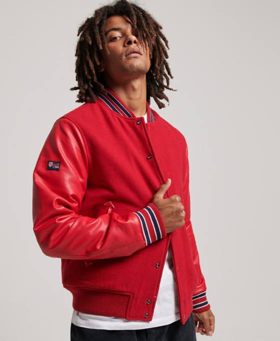 Superdry jachetă bomber vintage colegiu varsity îmbrăcăminte roșu bărbați JX0Z1013