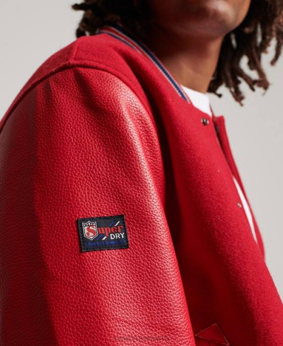 Superdry jachetă bomber vintage colegiu varsity îmbrăcăminte roșu bărbați JX0Z1013