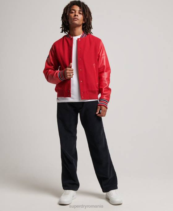 Superdry jachetă bomber vintage colegiu varsity îmbrăcăminte roșu bărbați JX0Z1013