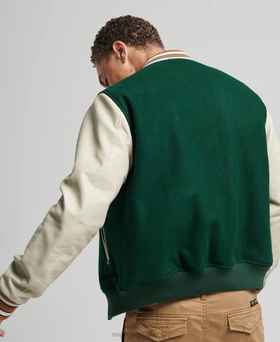 Superdry jachetă bomber vintage colegiu varsity îmbrăcăminte verde bărbați JX0Z951
