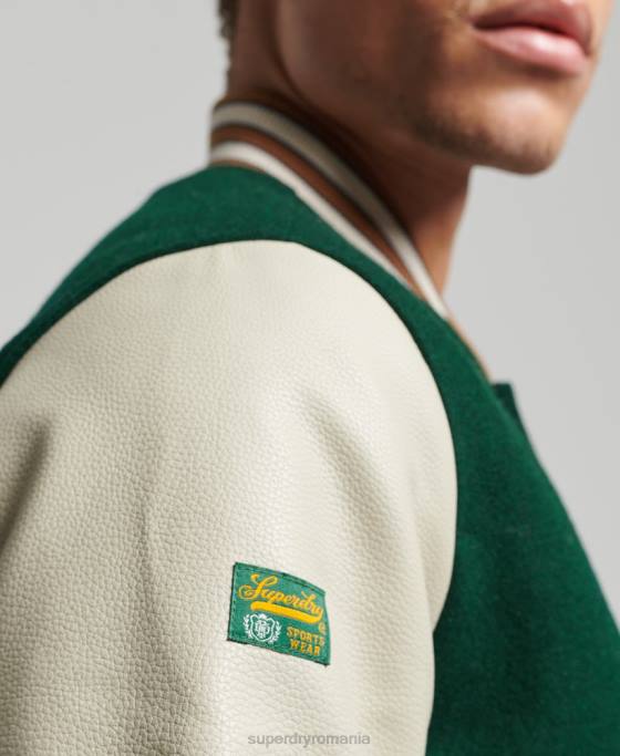 Superdry jachetă bomber vintage colegiu varsity îmbrăcăminte verde bărbați JX0Z951