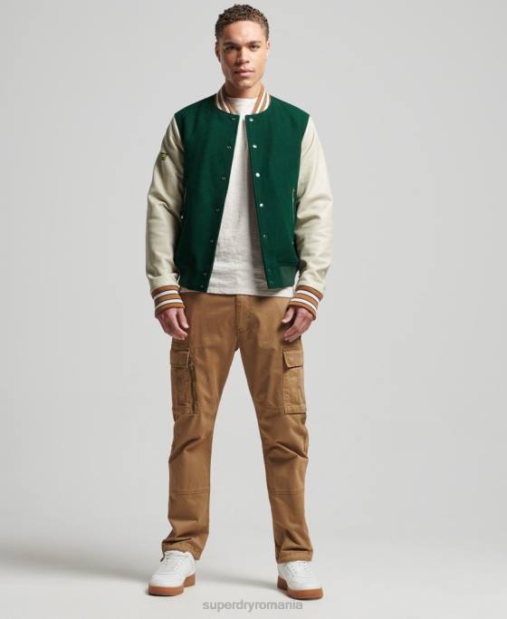 Superdry jachetă bomber vintage colegiu varsity îmbrăcăminte verde bărbați JX0Z951