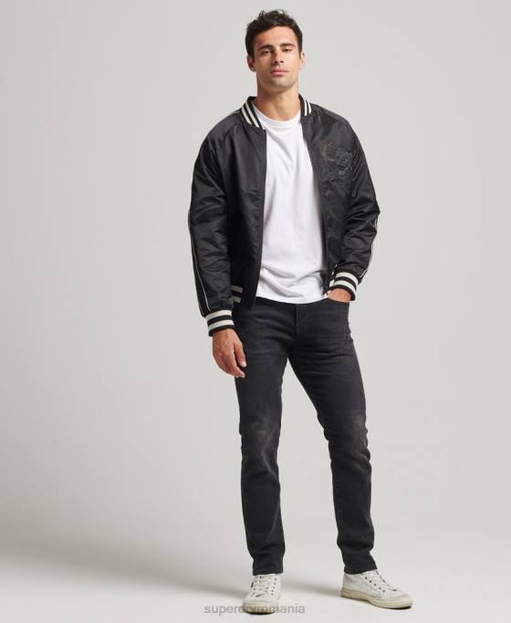 Superdry jachetă bomber vintage sukajan îmbrăcăminte gri inchis bărbați JX0Z4459