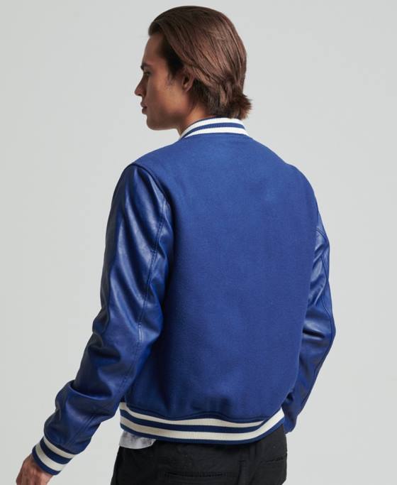 Superdry jachetă bomber vintage varsity îmbrăcăminte albastru bărbați JX0Z4721