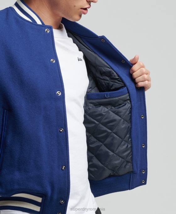 Superdry jachetă bomber vintage varsity îmbrăcăminte albastru bărbați JX0Z4721