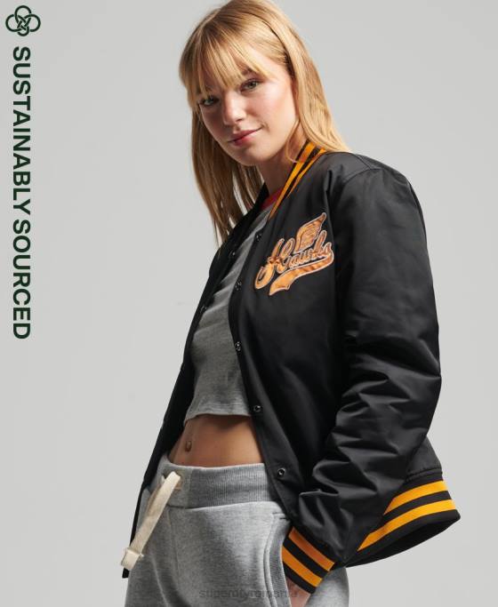 Superdry jachetă bomber vintage varsity îmbrăcăminte negru femei JX0Z5492