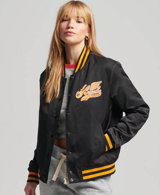 Superdry jachetă bomber vintage varsity îmbrăcăminte negru femei JX0Z5492