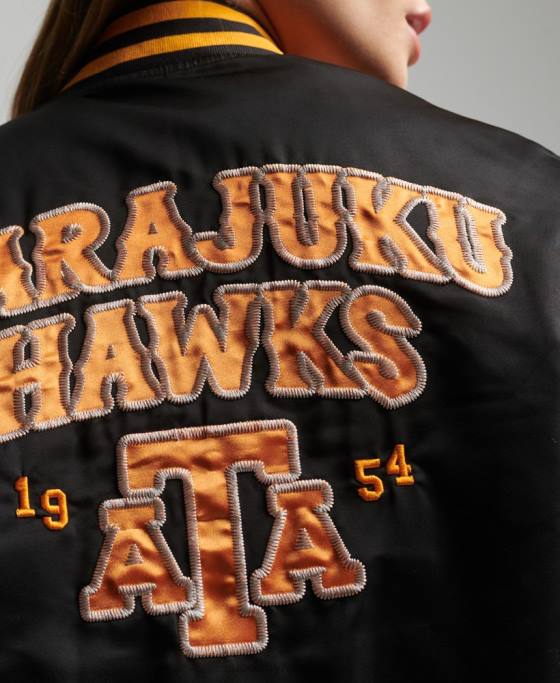 Superdry jachetă bomber vintage varsity îmbrăcăminte negru femei JX0Z5492