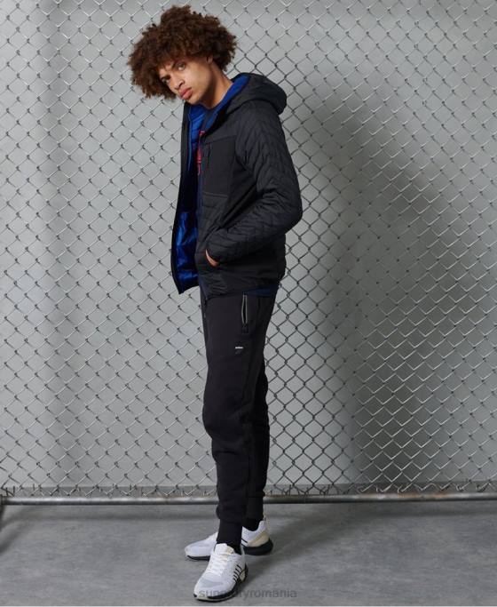 Superdry jachetă casual cu glugă de convecție îmbrăcăminte negru bărbați JX0Z4774