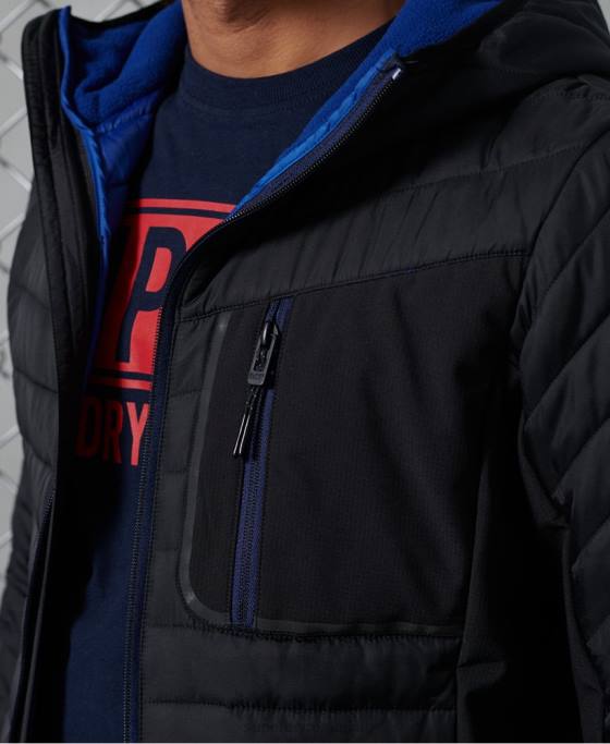 Superdry jachetă casual cu glugă de convecție îmbrăcăminte negru bărbați JX0Z4774