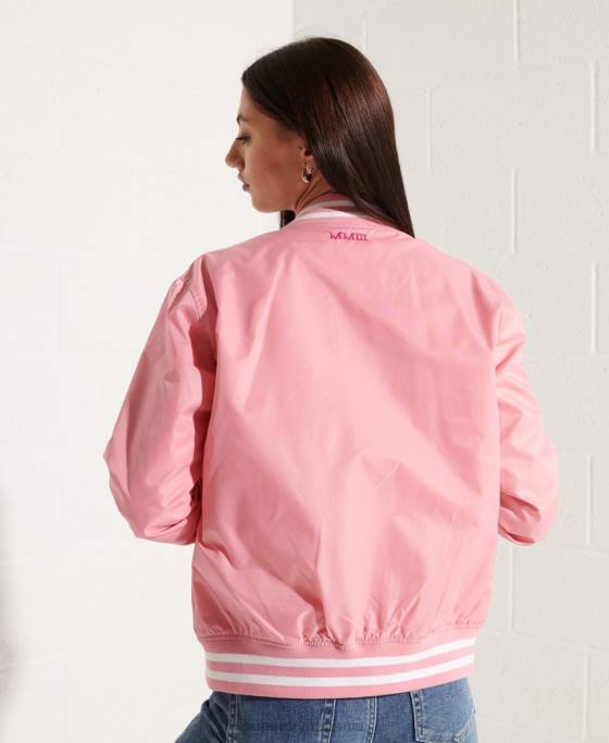 Superdry jachetă clasică de baseball de varsity îmbrăcăminte roz femei JX0Z5582