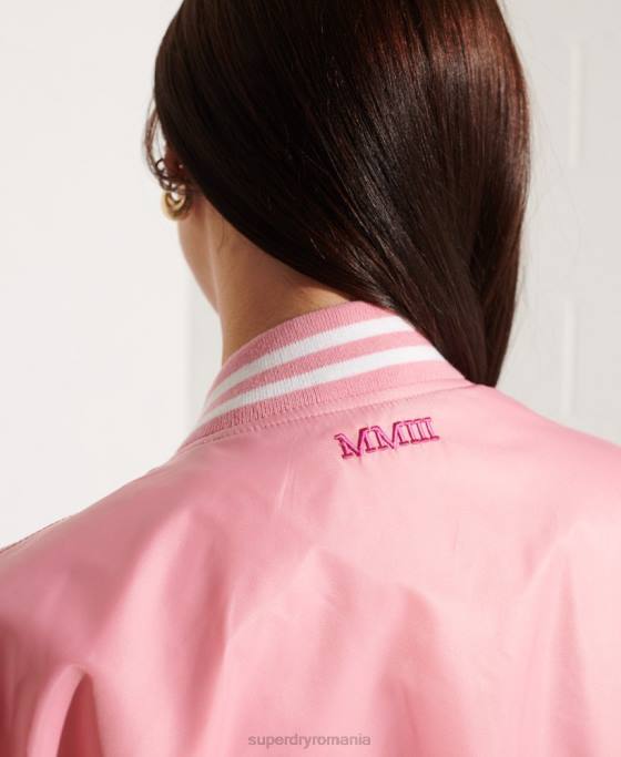 Superdry jachetă clasică de baseball de varsity îmbrăcăminte roz femei JX0Z5582