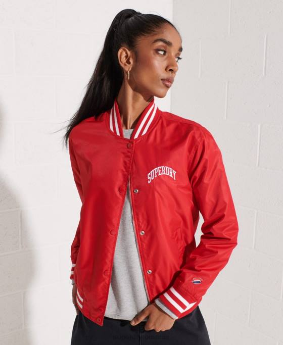 Superdry jachetă clasică de baseball de varsity îmbrăcăminte roșu femei JX0Z5482