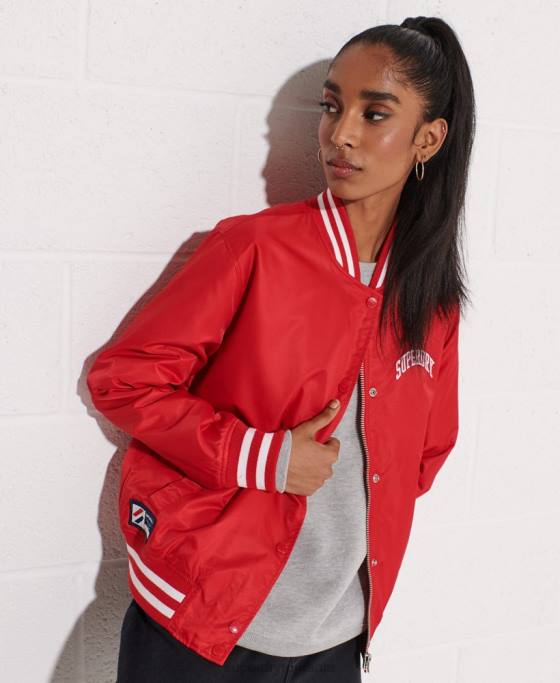 Superdry jachetă clasică de baseball de varsity îmbrăcăminte roșu femei JX0Z5482