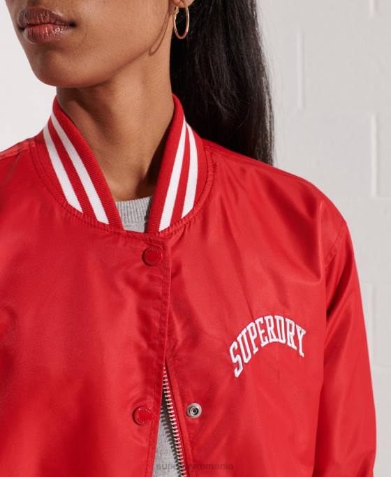 Superdry jachetă clasică de baseball de varsity îmbrăcăminte roșu femei JX0Z5482