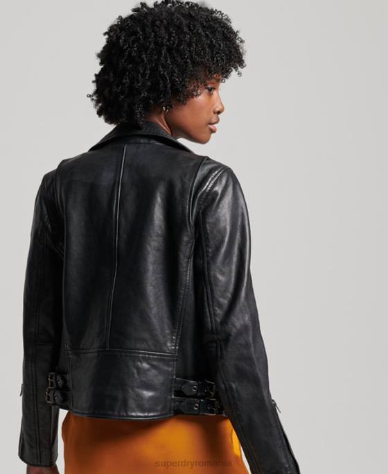 Superdry jachetă clasică de motociclist din piele îmbrăcăminte negru femei JX0Z3627