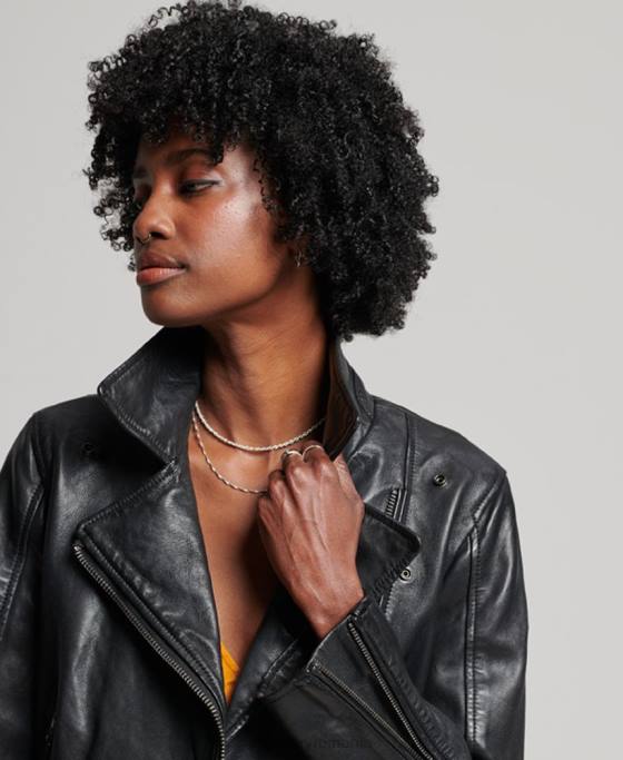 Superdry jachetă clasică de motociclist din piele îmbrăcăminte negru femei JX0Z3627